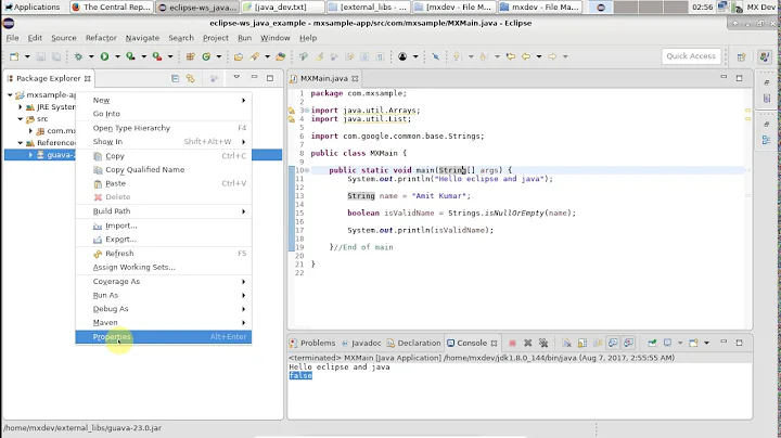 Java development - Adding an external jar, javadoc and sources to your project in eclipse