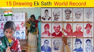 15 Drawing Ek Sath World Record // 1 Hath Se 15 Drawing