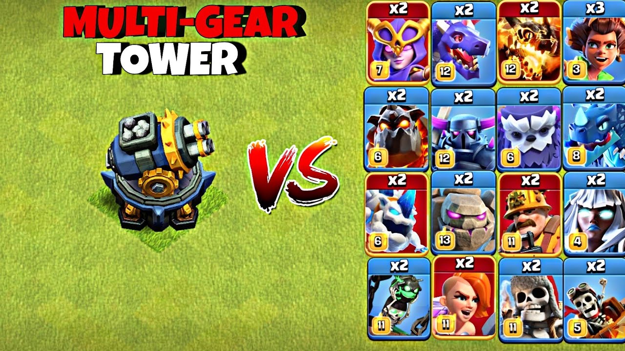 MULTI-GEAR TOWER VS TROOPS WITH A LOT OF LIFE