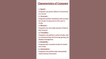 Characteristics of Computer 🖥️#shorts #educational