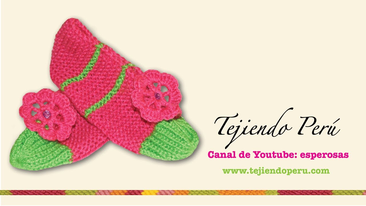 Pantuflas tejidas en dos agujas o palitos