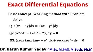 Exact differential equations in Hindi | Differential Equation of first Order | part 1| Barun maths