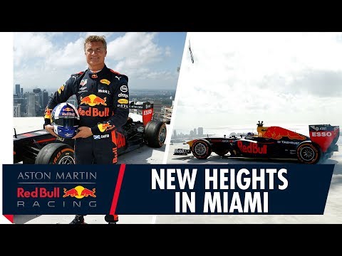 F1 donuts on a rooftop! | David Coulthard Completes Donut on the Tallest Building in Miami