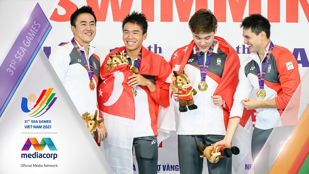 Team Singapore's Men's 4x100m Medley Relay Victory Ceremony | Swimming ...