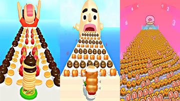 Sandwich Runner VS Pancake Run VS Food Run - All Levels Gameplay Android iOS Ep 1