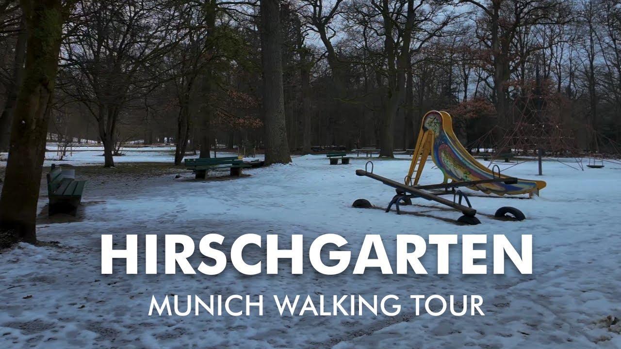 Winter Walk with Natural Sounds in Hirschgarten | 4K Munich Walking Tour
