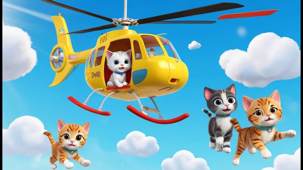 Baby Helicopter Carries a Bundle of Kittens | Funny and Fun Kids Nursery Rhyme Animation