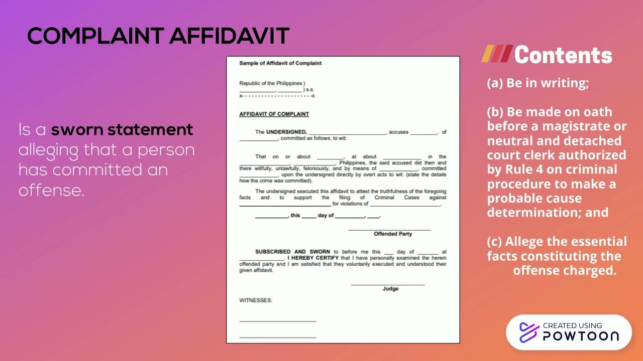 COMPLAINT AFFIDAVIT, INFORMATION, AFFIDAVIT O