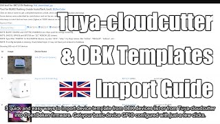 How to import OBK and Tuya-cloudcutter templates into OpenBeken - get instant GPIO configuration