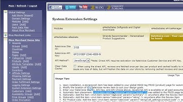 Miva Merchant Install: Step 3 - Review Widget Install