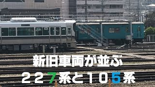新旧車両が並ぶ227系105系　吹田総合車両所　奈良支所　王寺派出所　一人ひとりの思いを届けたい　Jr西日本