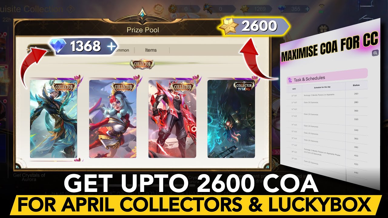 HOW TO GET 2600 COA FOR COLLECTOR SKINS| APRIL CC: LING| PHARSA| GROCK| EDITH| CLINT