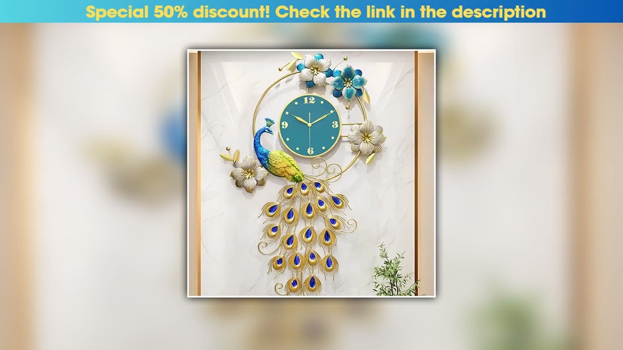 Top Peacock Wall Clock Large Silent Chinese Inspired Decor For Living Room Dining Room Bedroom Wall