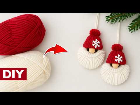 Super Easy Yarn Gnome (or Santa) Ornament 🎅 No Knitting Needed