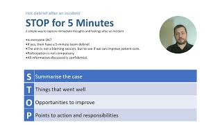 Hot Debriefs using the STOP for Five Minutes process