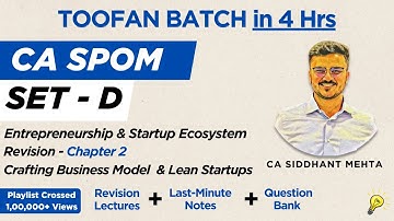 CA SPOM Set D Paper 3 Revision | Chapter 2 | Entrepreneurship and Startup Ecosystem | Toofan Batch