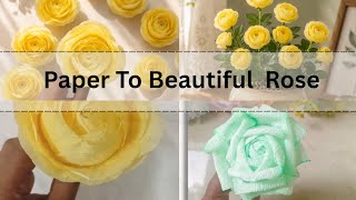 Paer to beautiful rose✨tissue paper rose flower🌹🌹#diy #flowermaking #diyflowers 