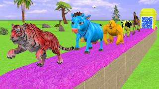 Paint Animals Duck Gorilla Lion Elephant - fountain Transforms Animals crossing Cow Animal Tiger 631