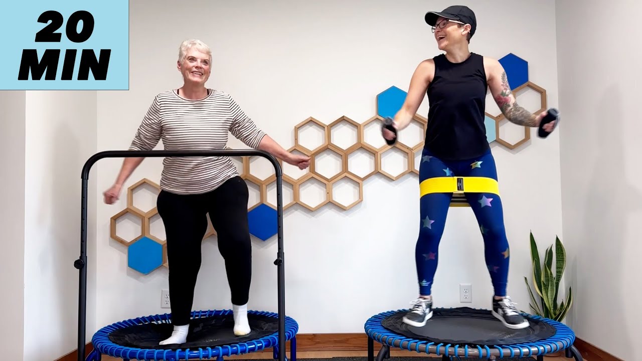 20 Minute Walking Rebounder Workout for Beginners & Seniors | EMOM Mini Trampoline 120 BPM