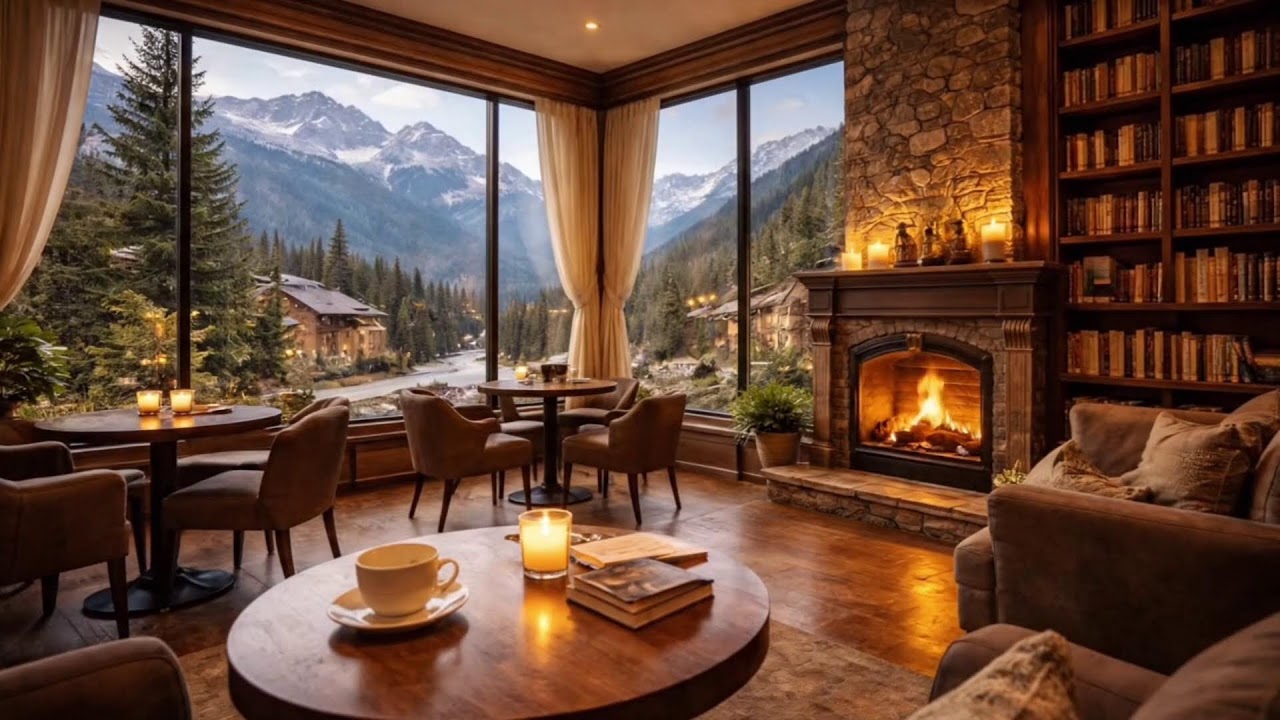 Beautiful Winter Cabin ☕ Smooty Jazz Piano & Gentle Fireplace Sounds for Study & Work