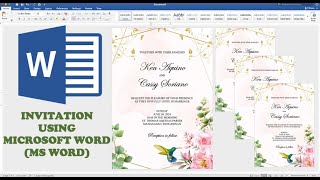 PINK FLOWERS | How to make WEDDING INVITATION in Microsoft Word | Cassy Soriano screenshot 2