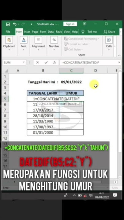 CARA MENGHITUNG UMUR DI EXCEL