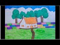 Beautiful Village Scenery Drawing | Easy Scenery Drawing for Beginners | Step by Step Landscape Art