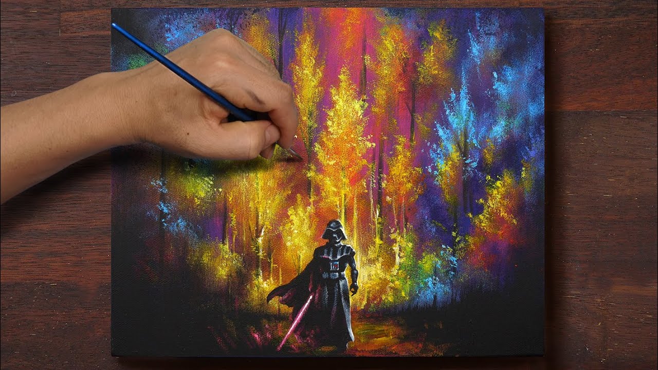 Darth Vader Acrylic Painting/Star Wars Sponge Art/스타워즈 다스베이더 #15 - Youtube