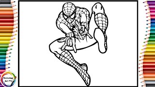 Spiderman on a Spider Web Coloring Pages_coloringarttv