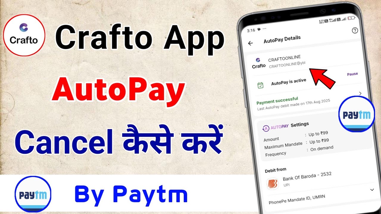 Crafto app autopay cancel in Paytm / crafto app me autopay kaise band kare