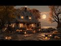 Cozy Halloween Farm at Night 🍁 Relaxing Fire Crackling, Fall Leaves, Night Sounds
