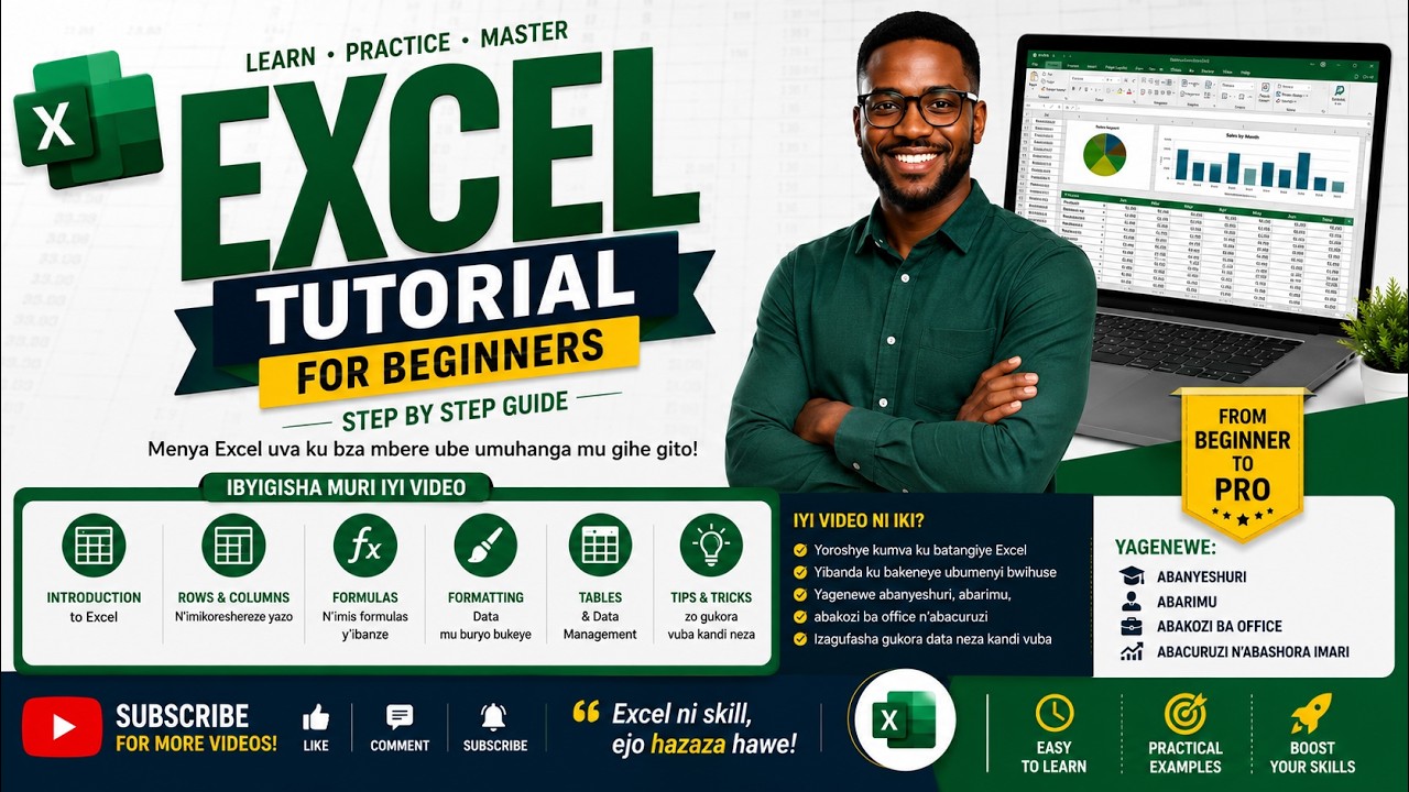 Excel Tutorial in Kinyarwanda | Learn Excel Step by Step #exel tuturial ...