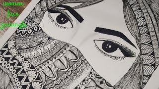 Women inspired zentangle art of face...hi friends today i'm showing
how to draw face with and doodle...i made this video as short i can,
h...