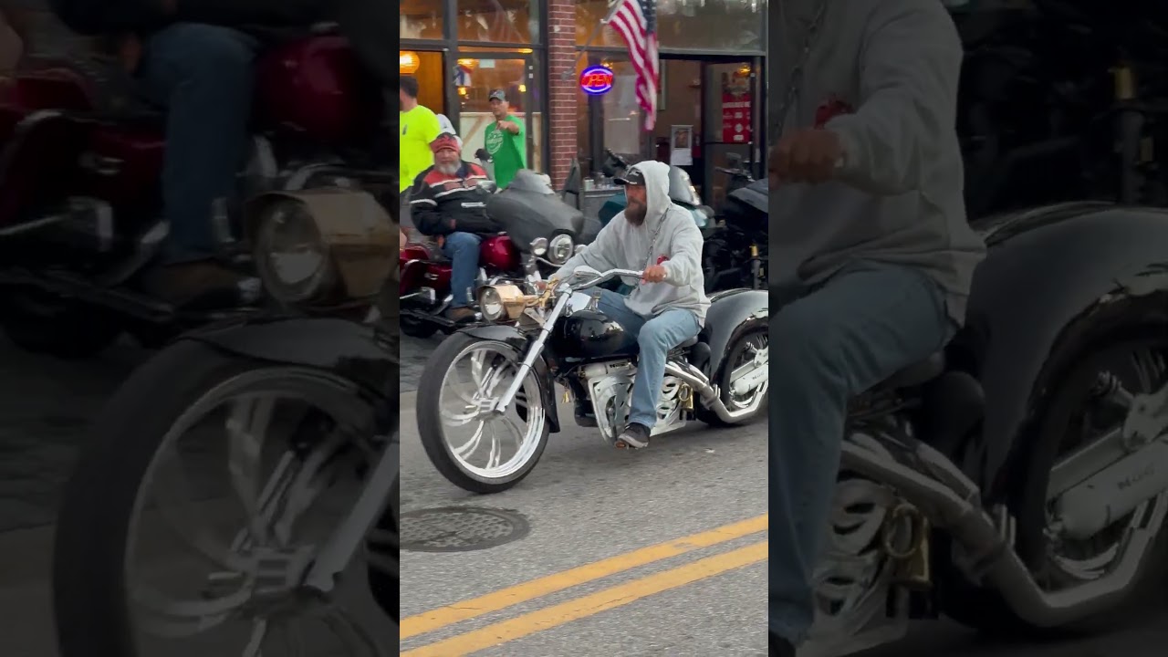 Man rides custom bicycle on Main Street during Daytona Bike Week #bikeweek #bike #moto