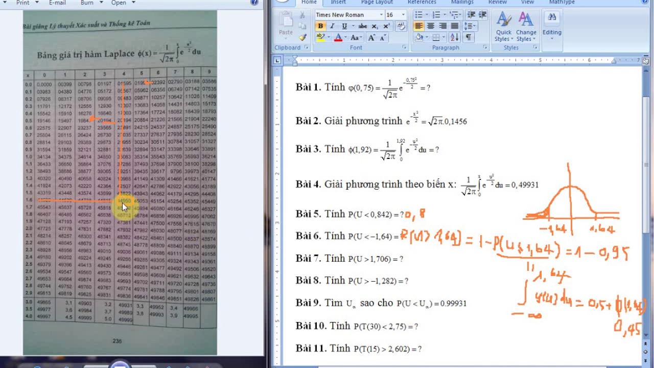 Hướng dẫn tra bảng số liệu trong Xác suất