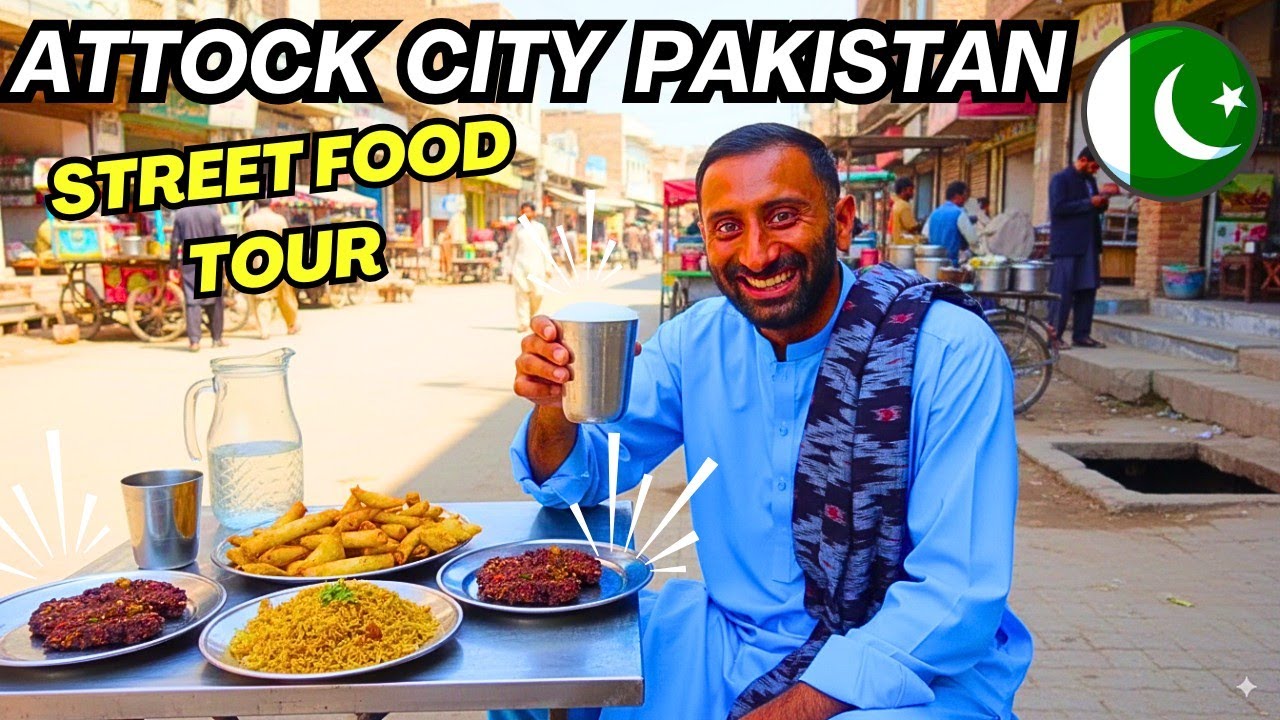 Attock City, Pakistan Street Food Tour! Chapli Kebab, Samosa Chaat + Insanely Sweet Lassi!