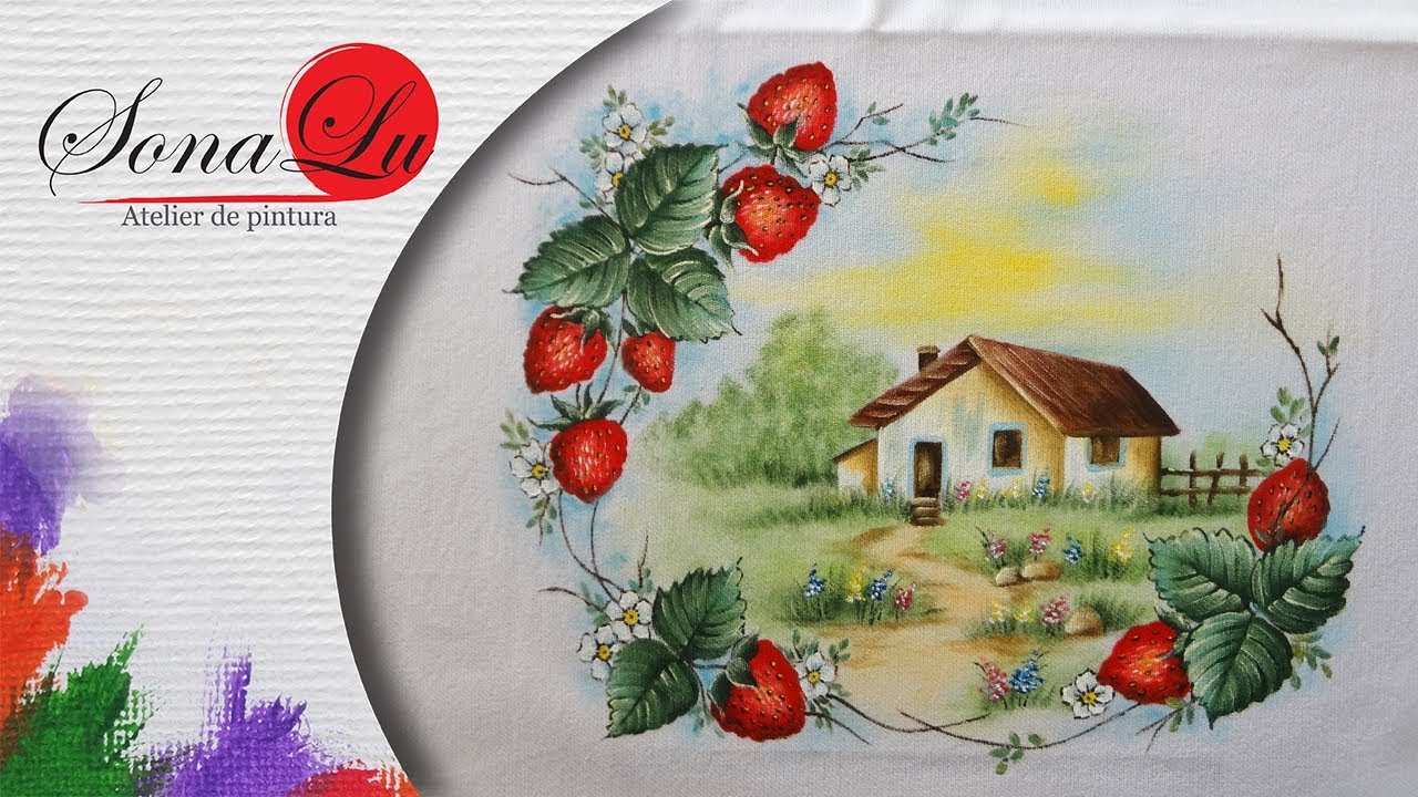 Aula 148 - Paisagem com Morangos em Pano de Prato