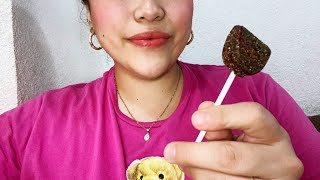 ASMR 💦 comiendo paleta de sandia con chile 🍭🍉 SIN HABLAR Dulce mexicano | Eating lollipop