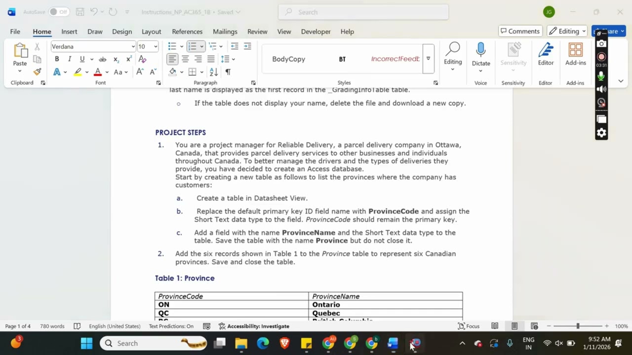 New Perspectives Access 365 | Module 1: SAM Project B Reliable Delivery
