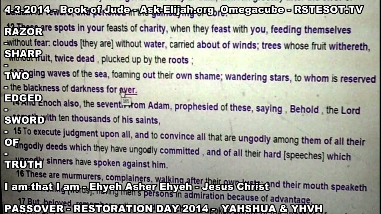 Passover 4 3 2014   Jude   Ask Elijah   Omegacube   RSTESOT TV