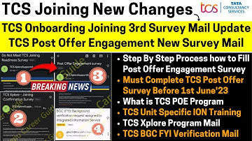 TCS New Changes TCS Onboarding Joining 3rd Survey Mail TCS Post Offer Engagement POE New Survey Mail
