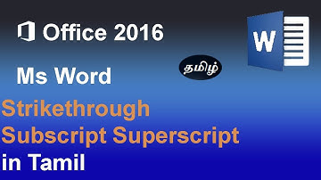 Superscript Subscript  Strikethrough MS Word 2016 in Tamil