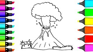 How to Drawing and Coloring Volcano With Coloring Book Coloring Pages for Kids