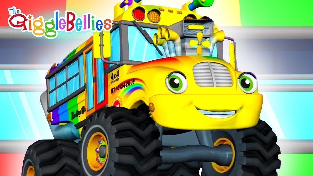 Wheels On The Rainbow Bus | Nursery Rhymes - Go Super Trucks