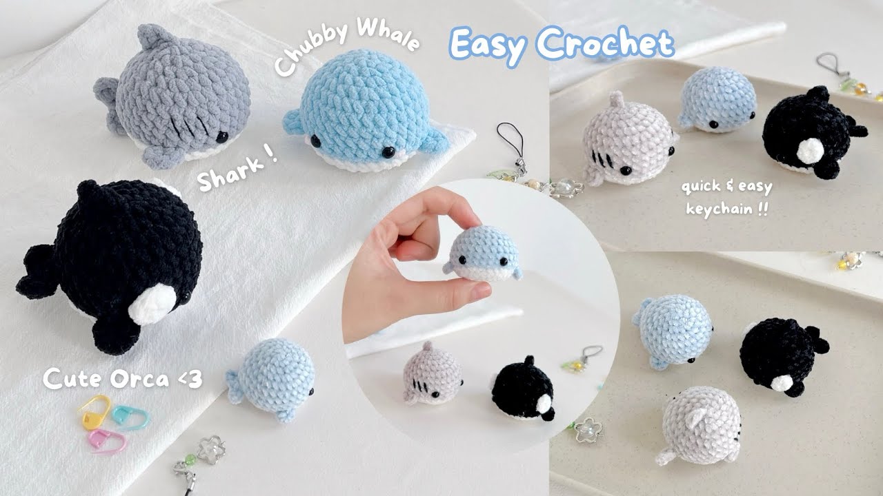 How to Crochet a Whale, Shark and Orca Plushie/Keychain 🐳 Beginner-Friendly Easy Crochet Tutorial  🌊