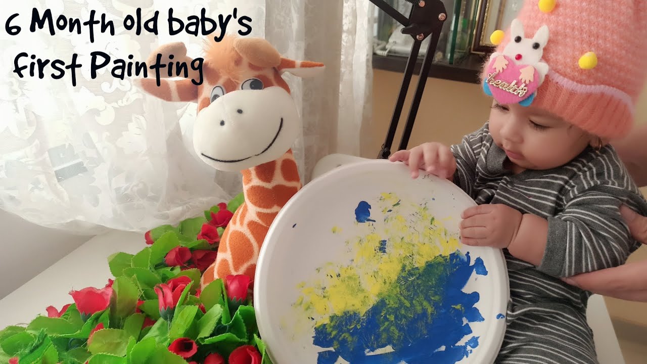 6 Months Old Baby paints Abstract Painting | Baby's First Painting ...