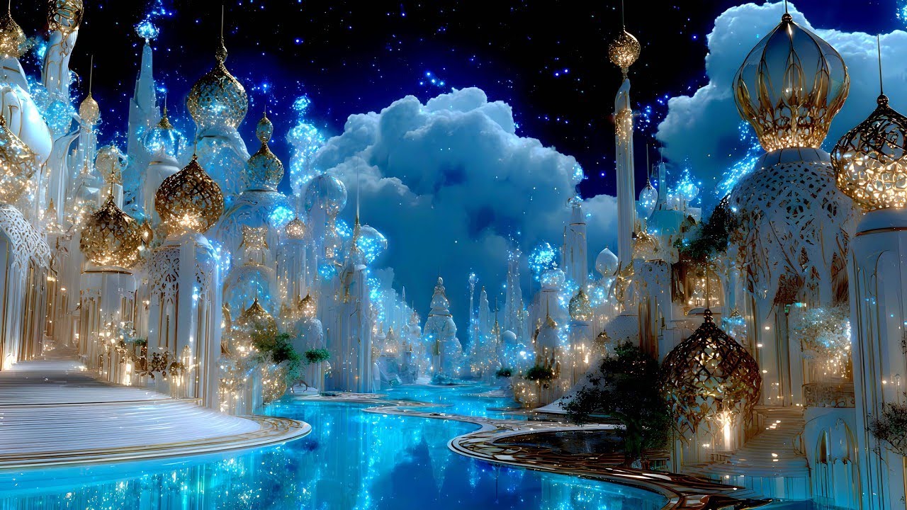 Explore the Celestial Cloud City | 4K Magical Palaces & Relaxing Ambient Music