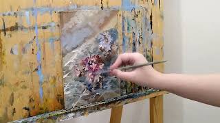 First spring flowers - oil painting process