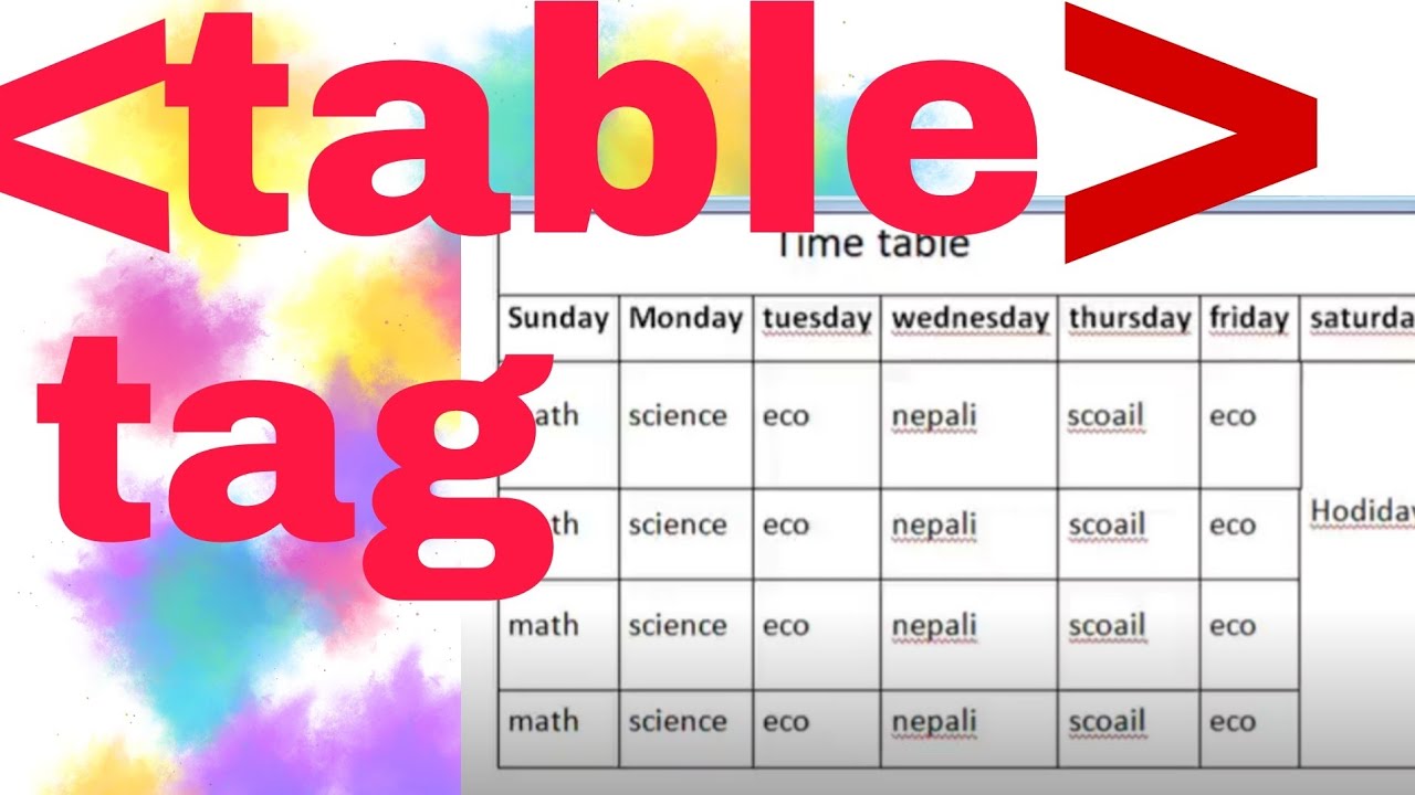Table tag of HTML how can use Real project like School Rotine Time ...