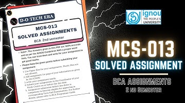 MCS-013 Solved Assignment 2024 (January) |IGNOU BCA 2nd Semester assignment| #ignou #bca #assignment
